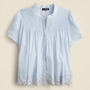 J. Crew Lace-trim pintuck top in cotton voile Size XL